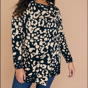LEOPARD JACQUARD WRAP SWEATER